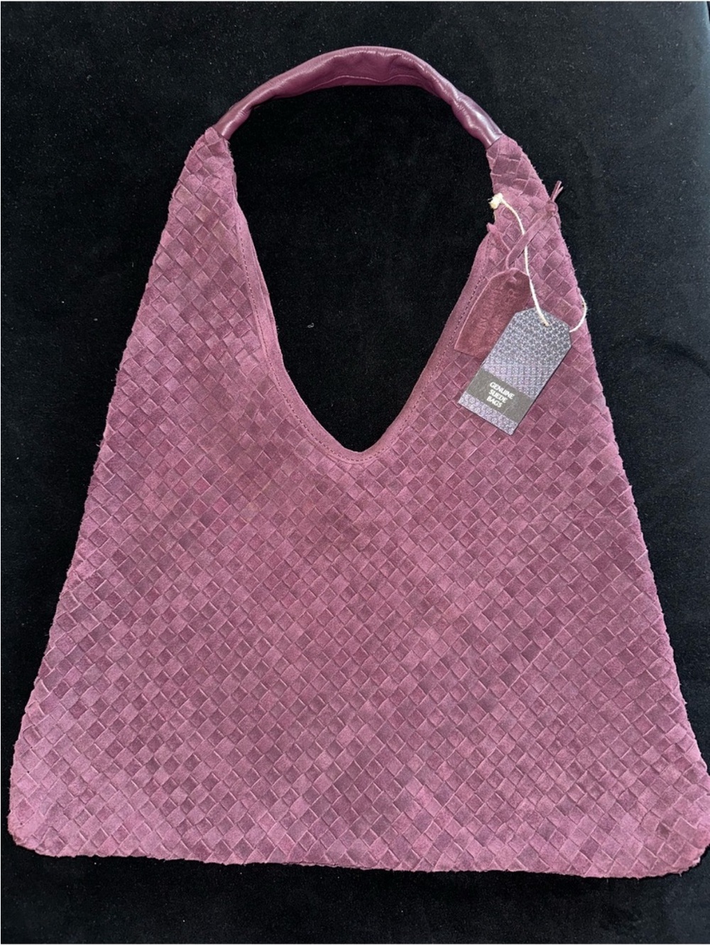 Woven suede hobo bag
